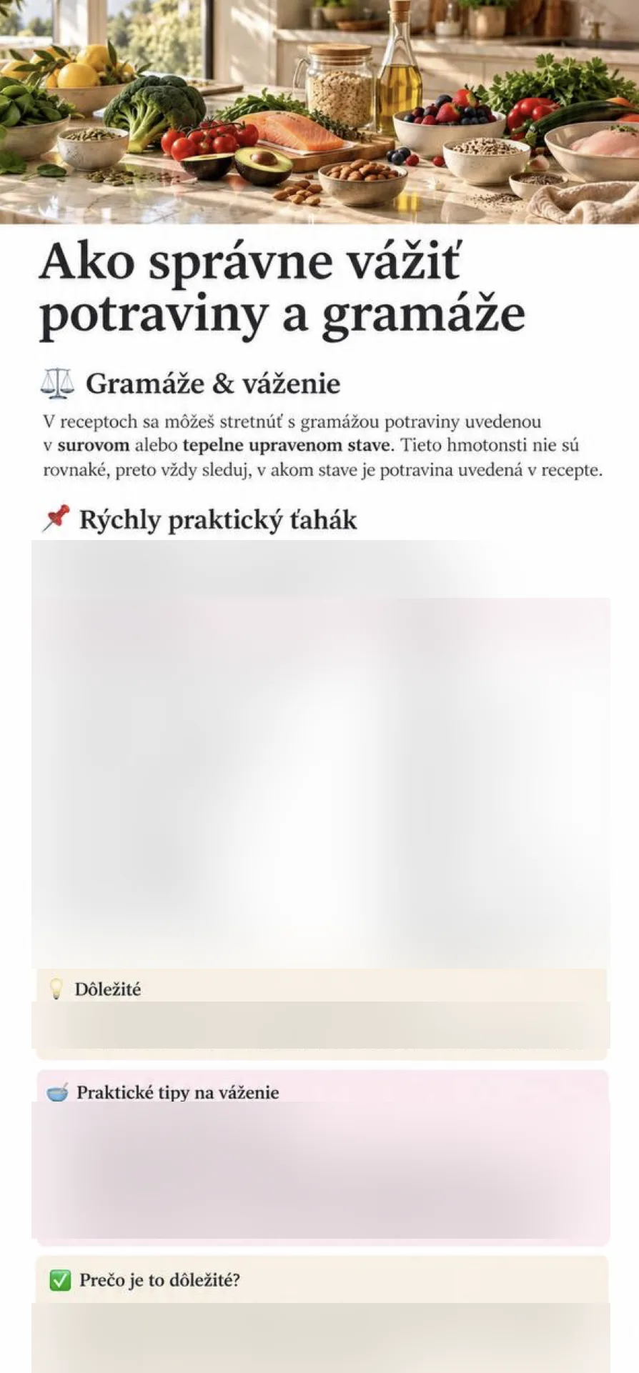 Ako správne vážiť potraviny a gramáže